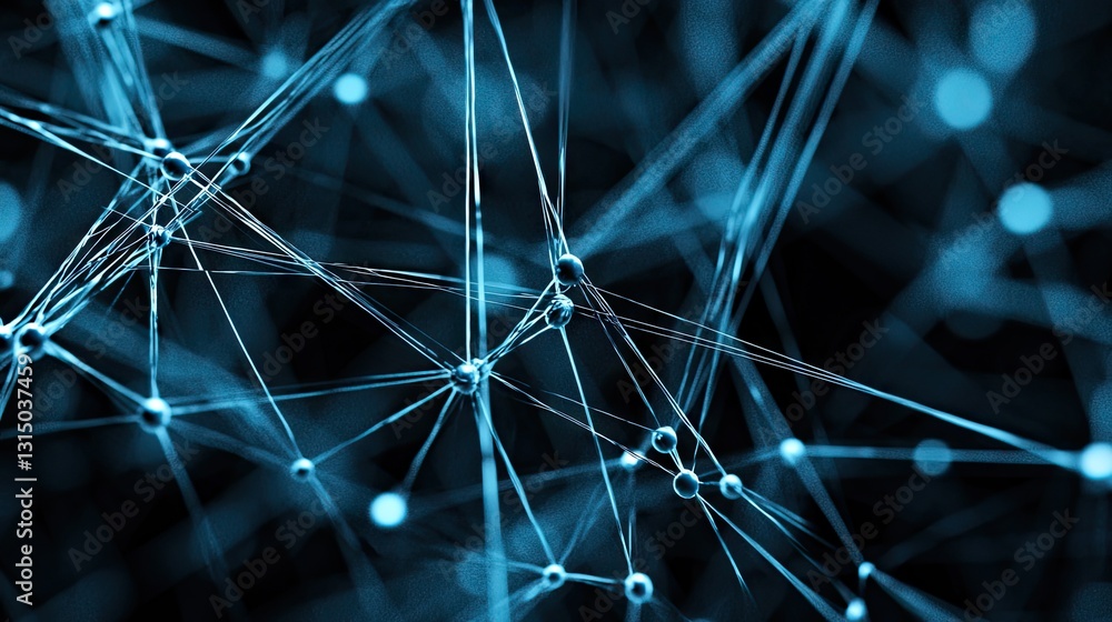 Poster abstract network connection, digital data flow, dark background, technology concept, web design