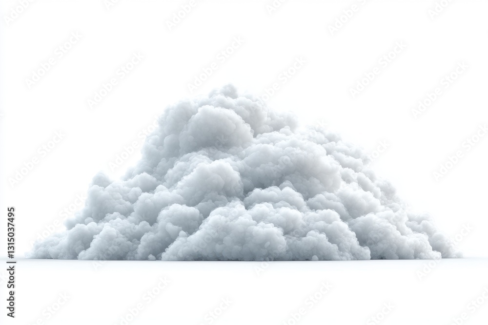 Poster ethereal cloudscape on pristine white backdrop evoking serenity and calm with soft texture and subtl
