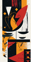 Vintage grunge art featuring an ancient lion, pirate, and abstract vector pattern