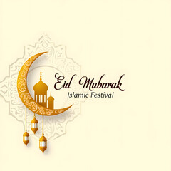 Elegant Eid Celebration Card with Gold Crescent and Stay Blessed Text