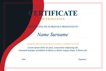 Red-black excellence certificate template design
