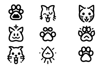 Fototapeta premium Minimalist Cat Icons - Clean and Spacious