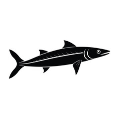 Barracuda Outline Silhouette With Streamlined Body On White Background