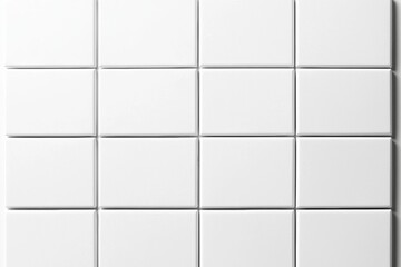 A clean, white tiled surface arranged in a grid pattern, featuring uniform square tiles.