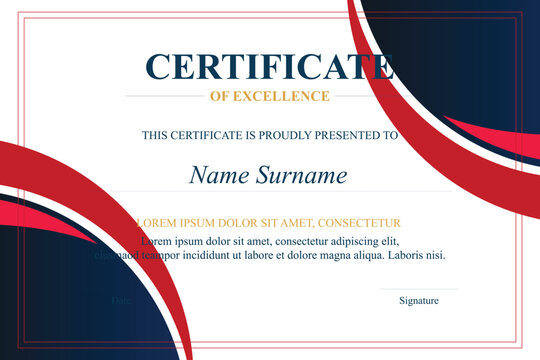 Red-blue certificate design, award template