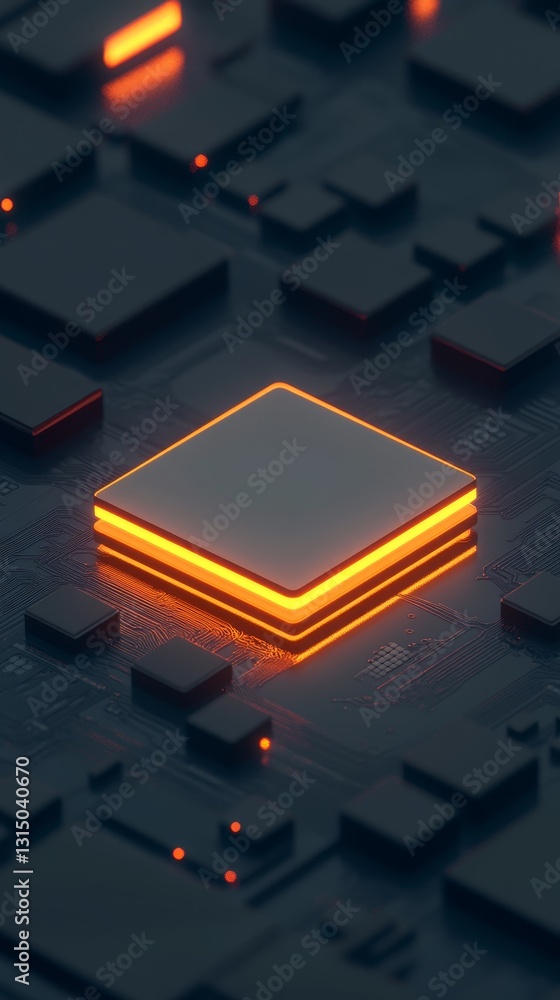 Aufkleber this striking image features a glowing cpu chip centered on a sleek dark circuit board, highlighting
