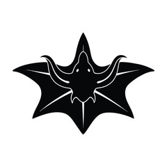 Bat Star Outline Silhouette With Slightly Extended Arms On White Background