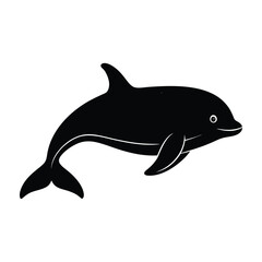 Beluga Whale Silhouette Swimming With Rounded Forehead Visible On White Background