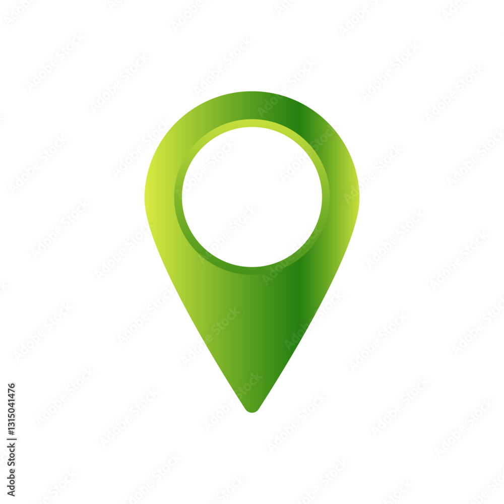 Aufkleber a green location marker icon with gradient shades, used in navigation and digital maps.