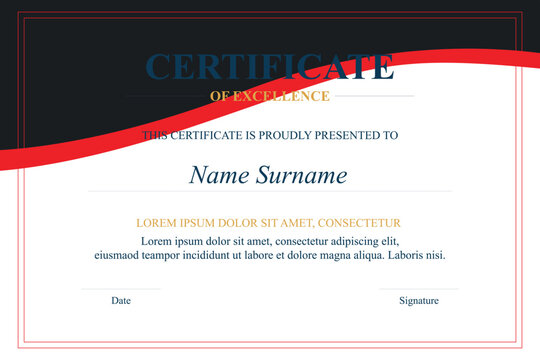 Red-bordered certificate of excellence template