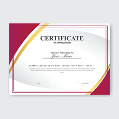 Red-gold certificate design, blank template, white background