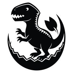 Cute Baby Dinosaur Hatching, Adorable Little Dino Emerging from Egg, Fun Kids' Vector Illustration on White Background