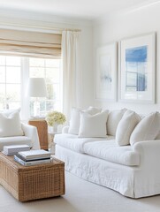 A comfortable white sofa with a clean and elegant design