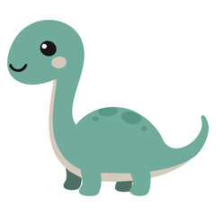 Fototapeta premium Cute Friendly Dinosaur Cartoon Vector, Adorable Brontosaurus Clipart for Kids' Designs, Decor, and Fun Illustrations