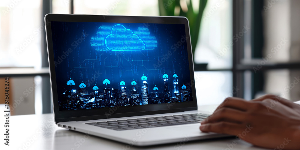 Poster cloud computing software for brisk remote work and personal data storage