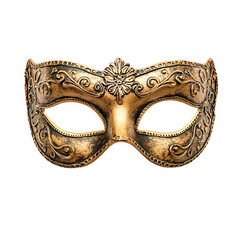 a gold mask with ornate designs on a transparent background