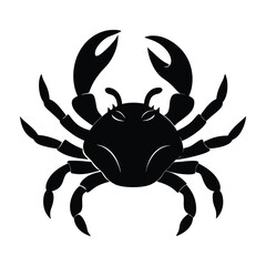 Crab Silhouette Walking Sideways With Slightly Open Claws On White Background