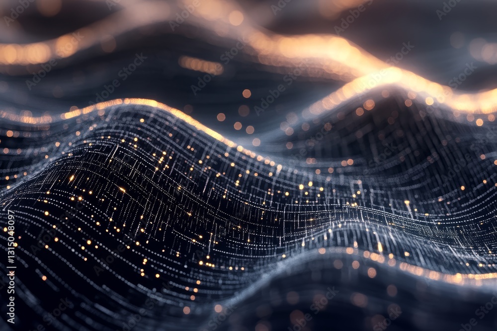 Poster stunning abstract image of glowing waves and fine particles creating a mesmerizing visual effect in 