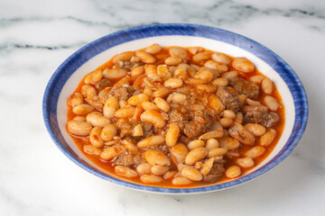 Turkish foods; dried bean, Beans with minced meat (kuru fasulye)