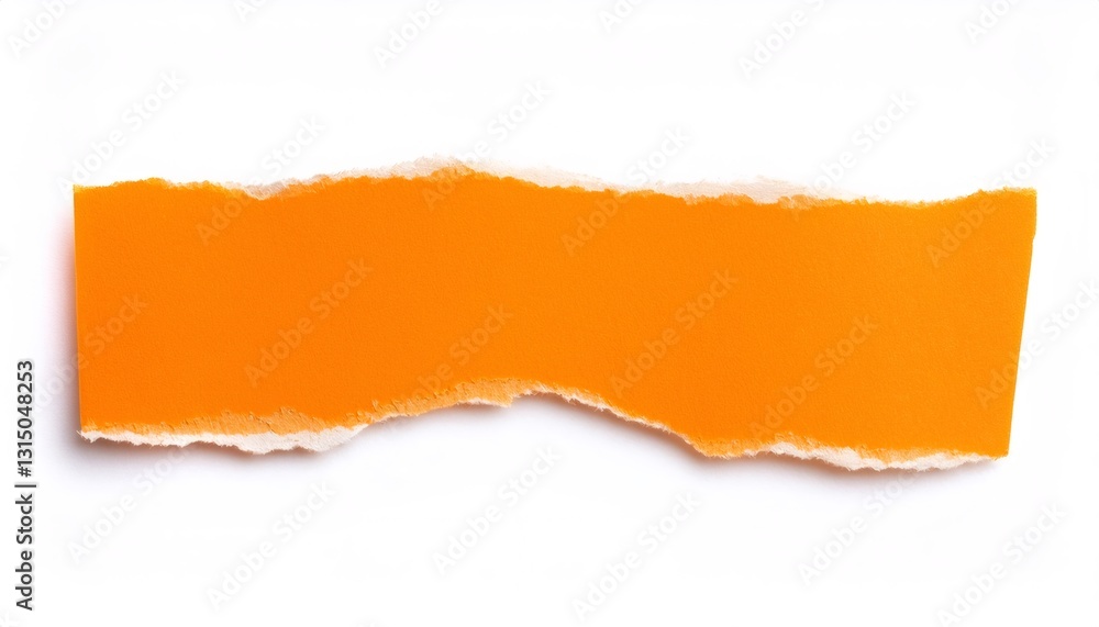 Poster orange ripped piece of paper with copy space placed over a white background, creating a simple yet e