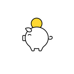 Minimalistic piggy bank design with a gold coin. represents concepts of saving money and investing.