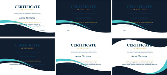 Six Excellence Certificates Design Template