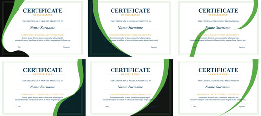 Six Green-Black Excellence Certificates