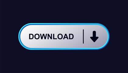 Fototapeta premium A sleek download button featuring a blue glow and an arrow icon, perfect for web design projects.
