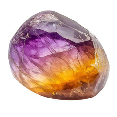 A Polished Ametrine Stone with Purple Gradient Isolated on Transparent Background