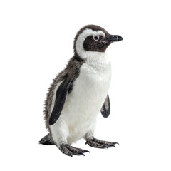 Fototapeta premium Adorable baby penguin with soft black and white feathers waddling on its feet capturing cute and endearing movements