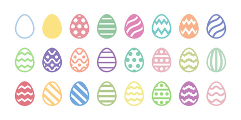Easter eggs icons. Vector colorful decorated egg illustration set.