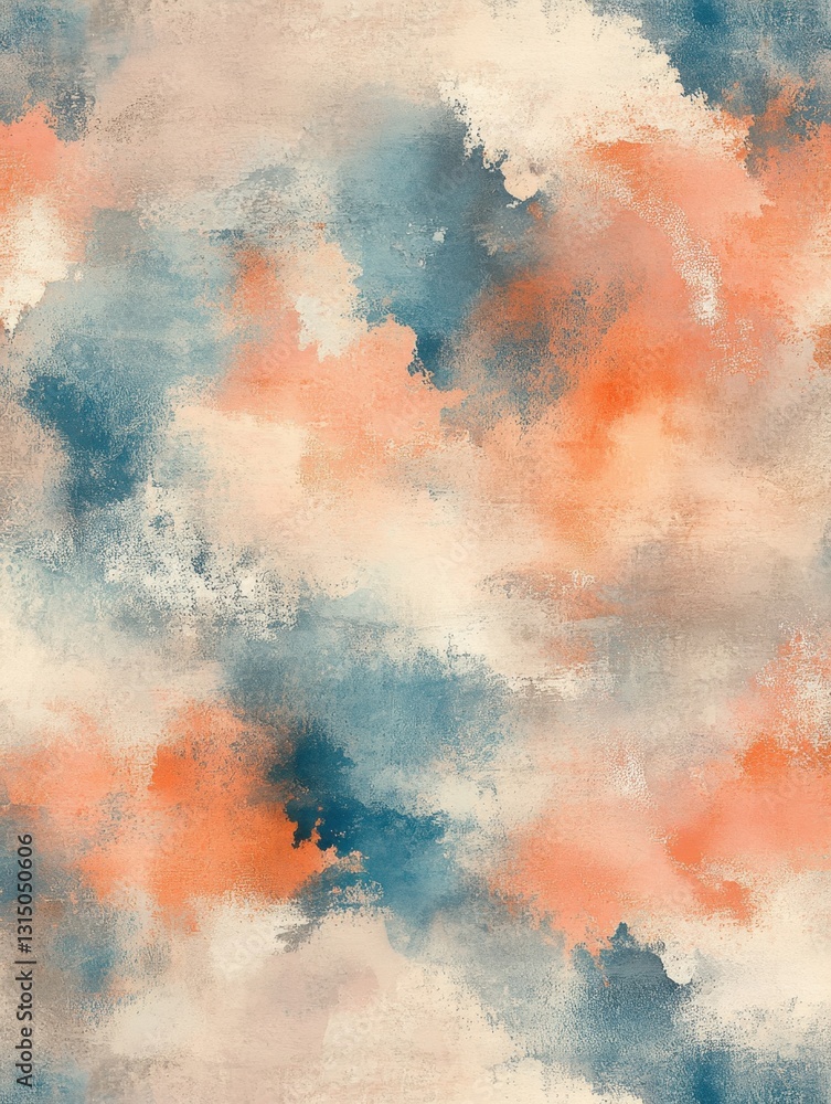 Aufkleber abstract canvas with blended teal and coral hues creating a textured watercolor effect for backgroun