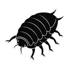 Giant Isopod Silhouette Crawling On Ocean Floor With Legs Extended On White Background