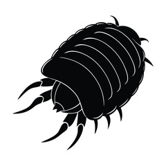 Giant Isopod Outline Silhouette With Legs Extended On White Background
