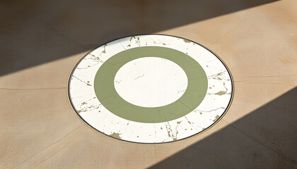 Circular Triple Sticker Floor Concrete Mockup, masterpiece. with white shades