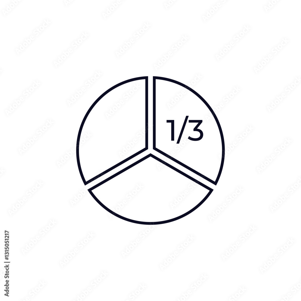 Poster a minimal black and white pie chart is split into three equal parts, highlighting one third of the c