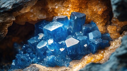 Beautiful Sapphire Crystals Embedded in a Natural Rock Formation Showcasing Their Origin