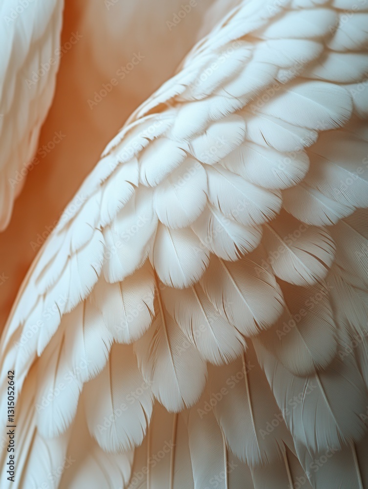 Poster gentle cascade of pristine white feathers in soft light creating a serene and elegant texture close 