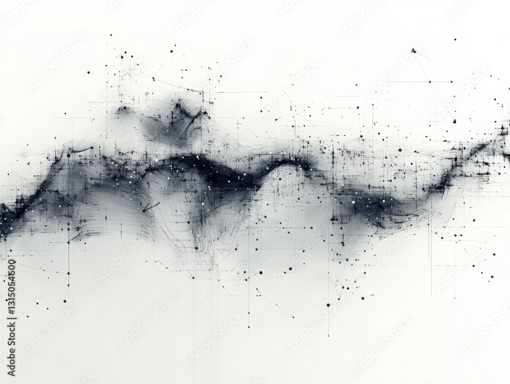 Poster abstract network connection with dots and lines on white background, modern technology concept, futu