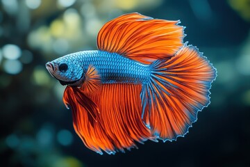 Fototapeta premium Colorful betta fish swimming gracefully in a serene underwater environment