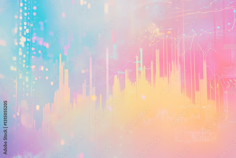 Poster a colorful background with a lot of lines and shapes. the background is a mix of blue, pink, and yel