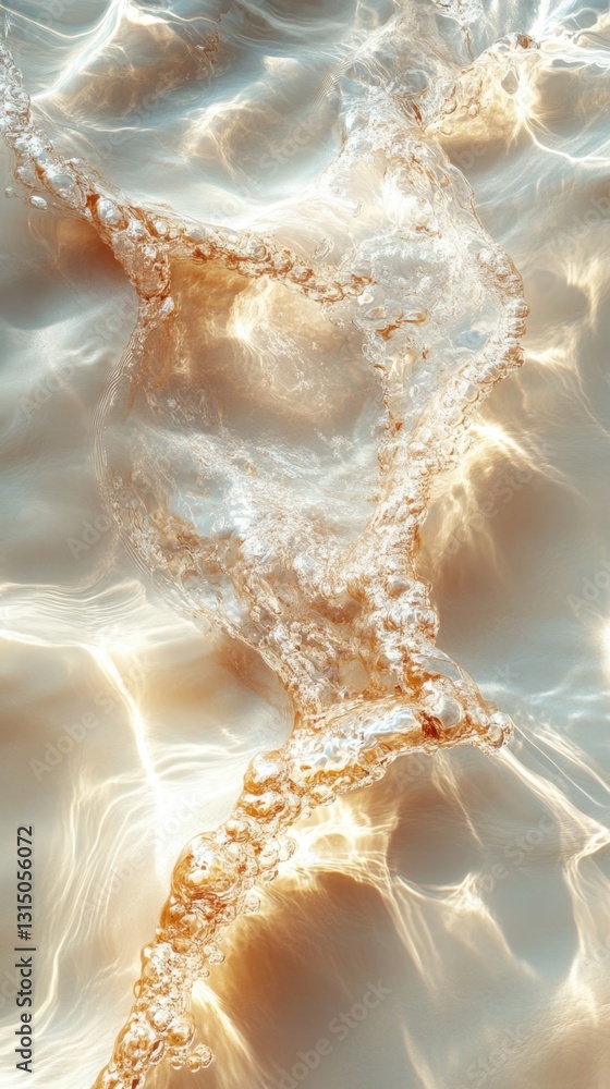 Poster abstract golden water splash with light reflections creating a dreamy and ethereal atmosphere perfec
