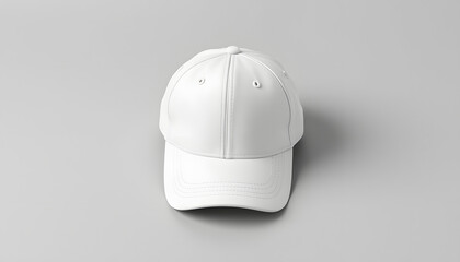 Fototapeta premium White baseball cap mockup on a grey background, simple style. with white shades