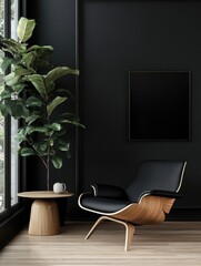 A modern interior featuring a modern chair and an indoor plant
