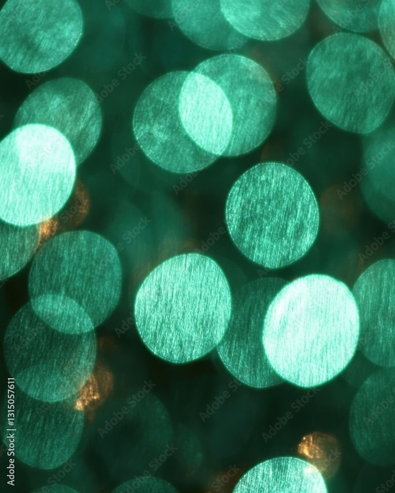 Aufkleber emerald green bokeh light circles creating a festive and magical atmosphere with a dark background
