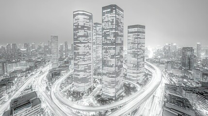 Modern city skyline at night