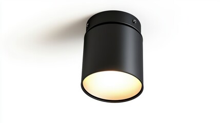 Black Cylindrical Ceiling Lamp with Warm Light