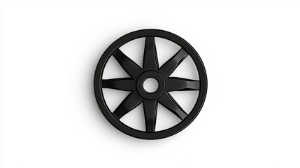 Fototapeta premium Black Eight Spoke Wheel on White Background