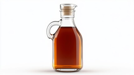 Clear Glass Bottle of Amber Liquid with Cork Stopper