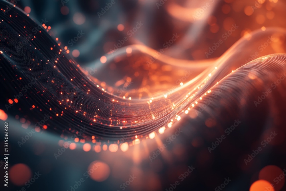 Poster experience a captivating display of glowing waves and light in this vibrant abstract image, perfect 